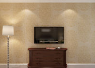 Luxurious Golden Color Embossed Vinyl Wallpaper with Symmetrical Floral Pattern