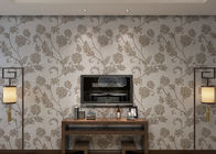 Embossed 3D Floral Vinyl Country Style Wallpaper Light Grey Moisture Proof