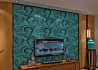 Luxury Soundproof Velvet Flock Wallpaper / 3D Wall Covering With 0.7*10M Size , Eco Friendly